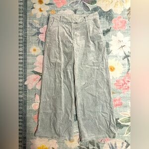 American Eagle Light Blue Corduroy High Waist Wide Leg Trousers Women Sz 6